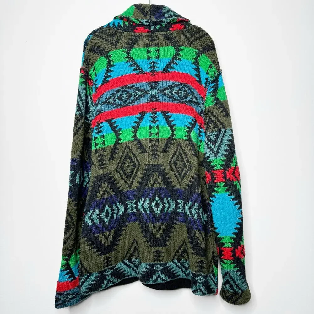 Ralph Lauren Denim & Supply Southwest Aztec Handknit Cardigan Sweater Large